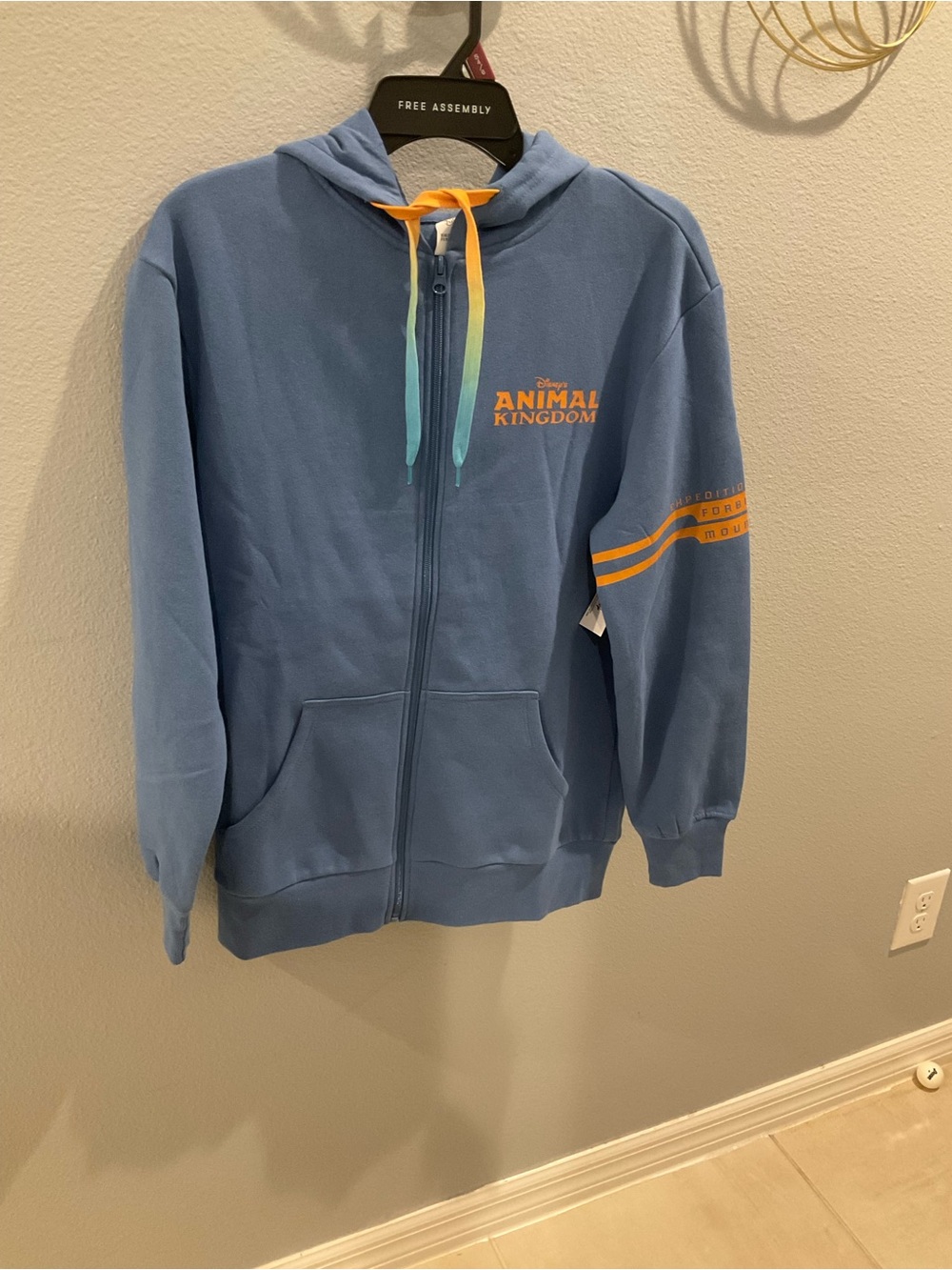 Disney Blue Animal Kingdom Zip-Up Hoodie with Orange Accents